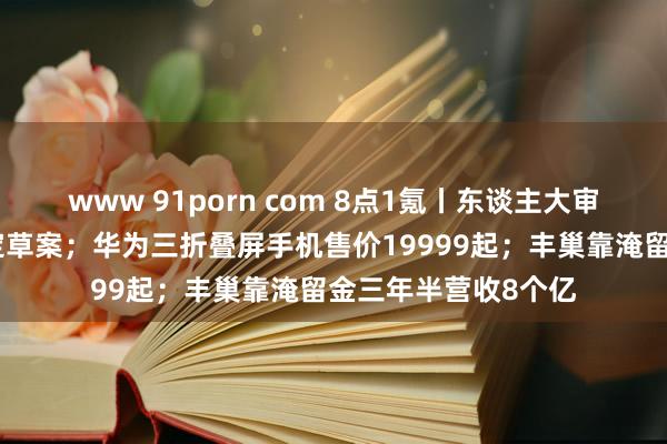 www 91porn com 8点1氪丨东谈主大审议蔓延退休年事决定草案；华为三折叠屏手机售价19999起；丰巢靠淹留金三年半营收8个亿