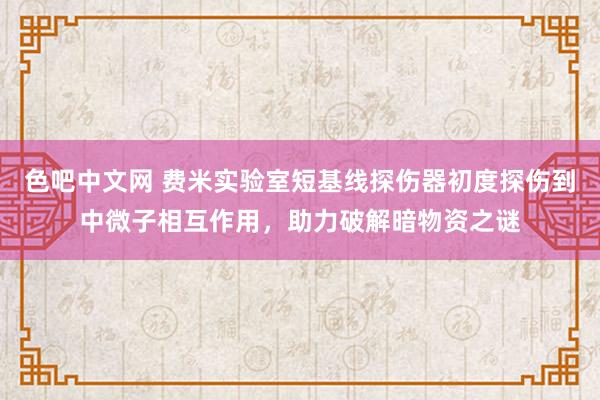 色吧中文网 费米实验室短基线探伤器初度探伤到中微子相互作用，助力破解暗物资之谜