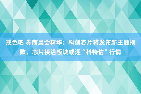 戒色吧 券商晨会精华：科创芯片将发布新主题指数，芯片接洽板块或迎“科特估”行情