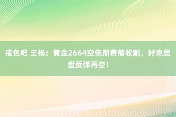 戒色吧 王杨：黄金2664空依期着落收割，好意思盘反弹再空！