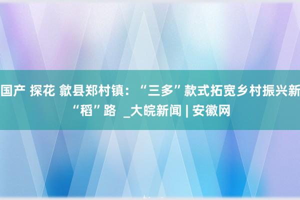 国产 探花 歙县郑村镇：“三多”款式拓宽乡村振兴新“稻”路  _大皖新闻 | 安徽网