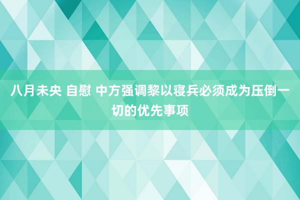 八月未央 自慰 中方强调黎以寝兵必须成为压倒一切的优先事项