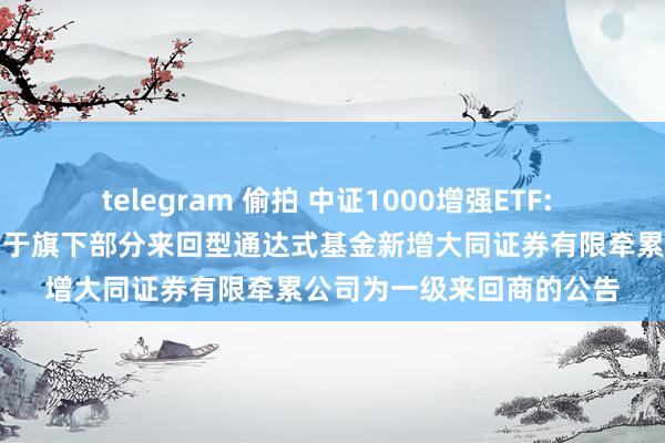 telegram 偷拍 中证1000增强ETF: 国泰基金处罚有限公司对于旗下部分来回型通达式基金新增大同证券有限牵累公司为一级来回商的公告