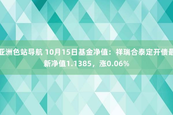 亚洲色站导航 10月15日基金净值：祥瑞合泰定开债最新净值1.1385，涨0.06%