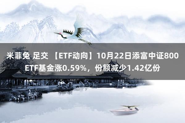 米菲兔 足交 【ETF动向】10月22日添富中证800ETF基金涨0.59%，份额减少1.42亿份