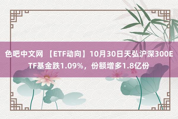 色吧中文网 【ETF动向】10月30日天弘沪深300ETF基金跌1.09%，份额增多1.8亿份