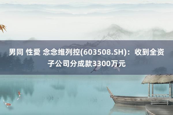 男同 性愛 念念维列控(603508.SH)：收到全资子公司分成款3300万元