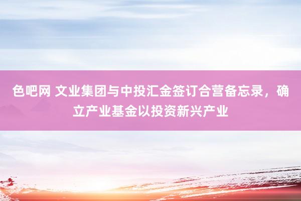 色吧网 文业集团与中投汇金签订合营备忘录，确立产业基金以投资新兴产业