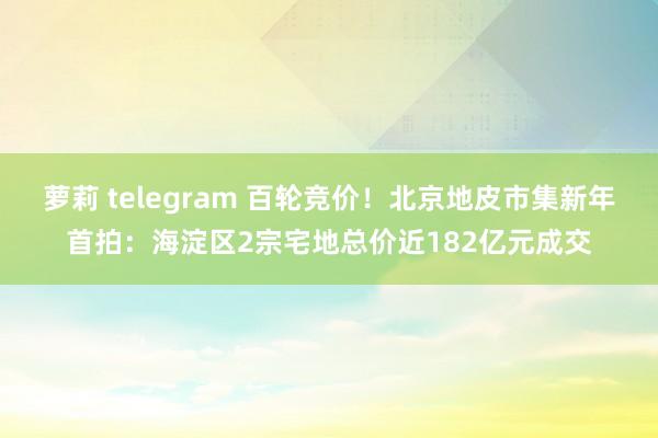 萝莉 telegram 百轮竞价！北京地皮市集新年首拍：海淀区2宗宅地总价近182亿元成交