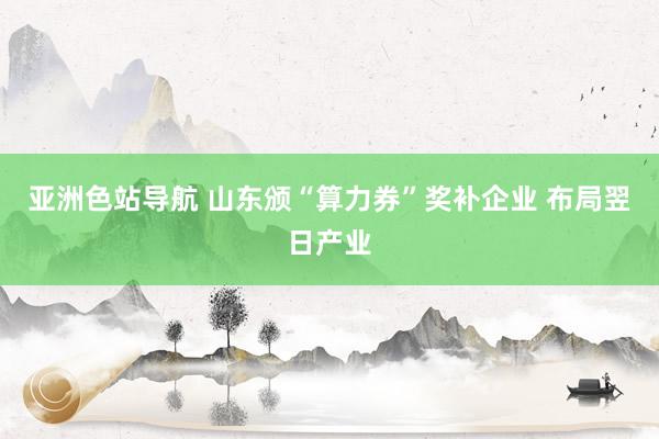 亚洲色站导航 山东颁“算力券”奖补企业 布局翌日产业