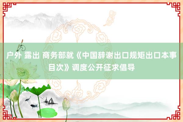 户外 露出 商务部就《中国辞谢出口规矩出口本事目次》调度公开征求倡导