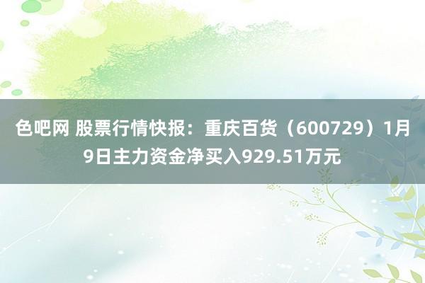 色吧网 股票行情快报：重庆百货（600729）1月9日主力资金净买入929.51万元