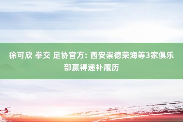 徐可欣 拳交 足协官方: 西安崇德荣海等3家俱乐部赢得递补履历